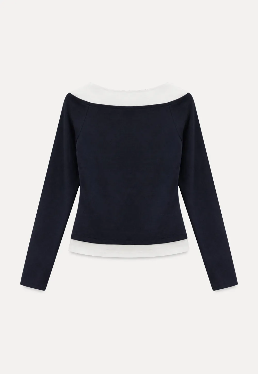 Contrast Trim Off Shoulder Long Sleeve Top