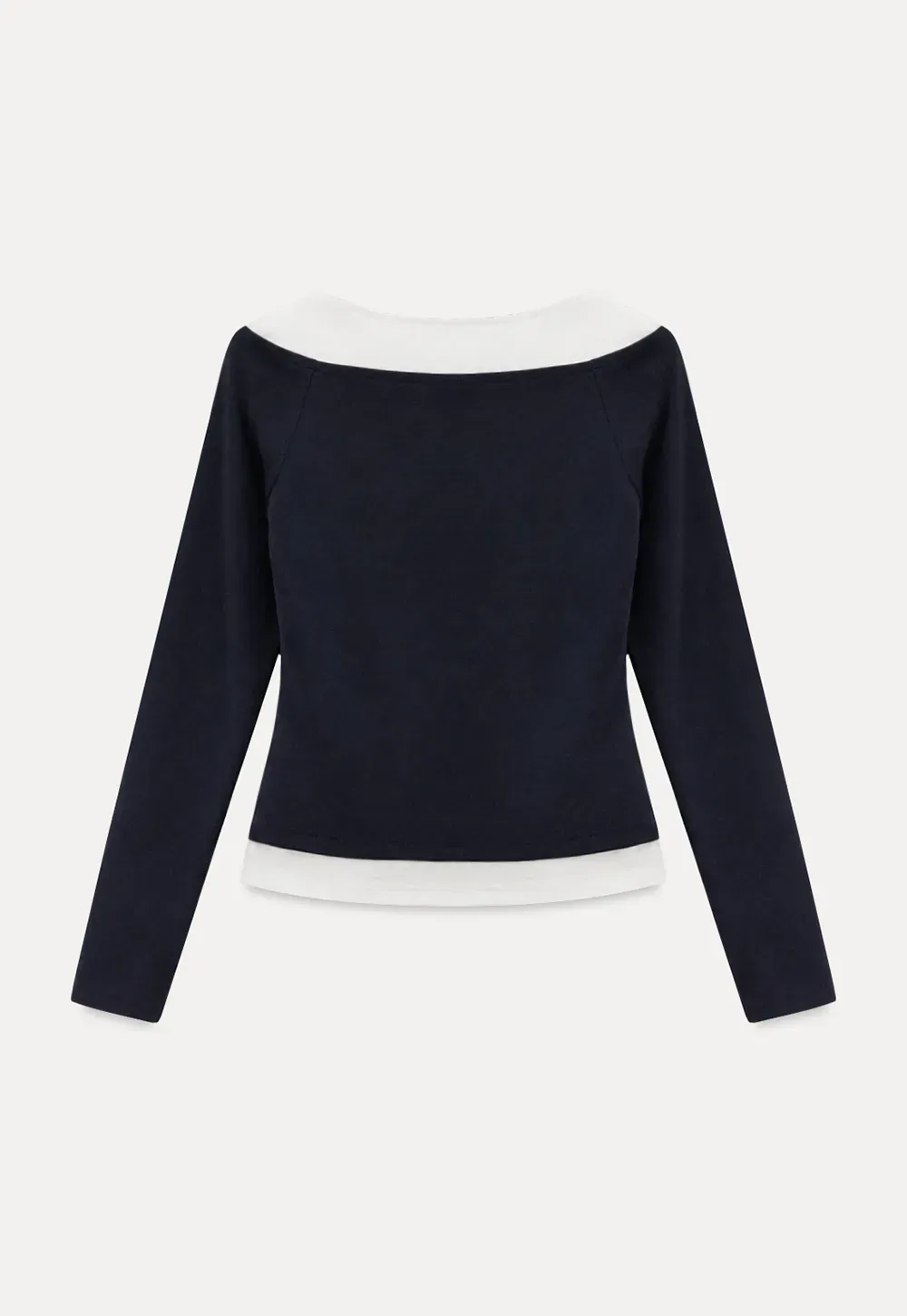 Contrast Trim Off Shoulder Long Sleeve Top