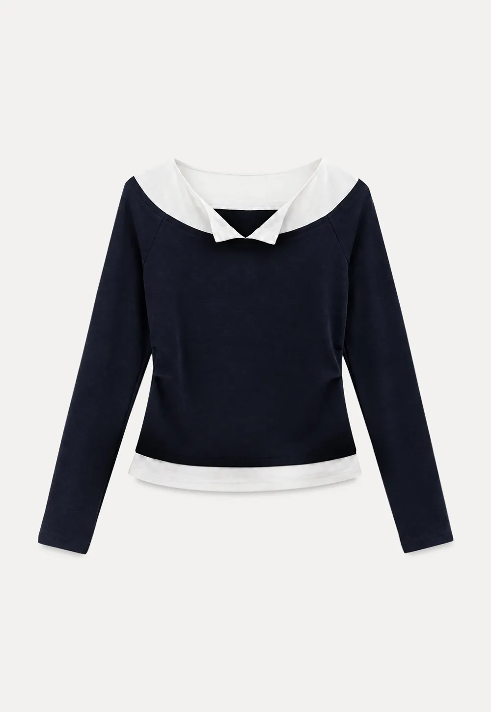 Contrast Trim Off Shoulder Long Sleeve Top