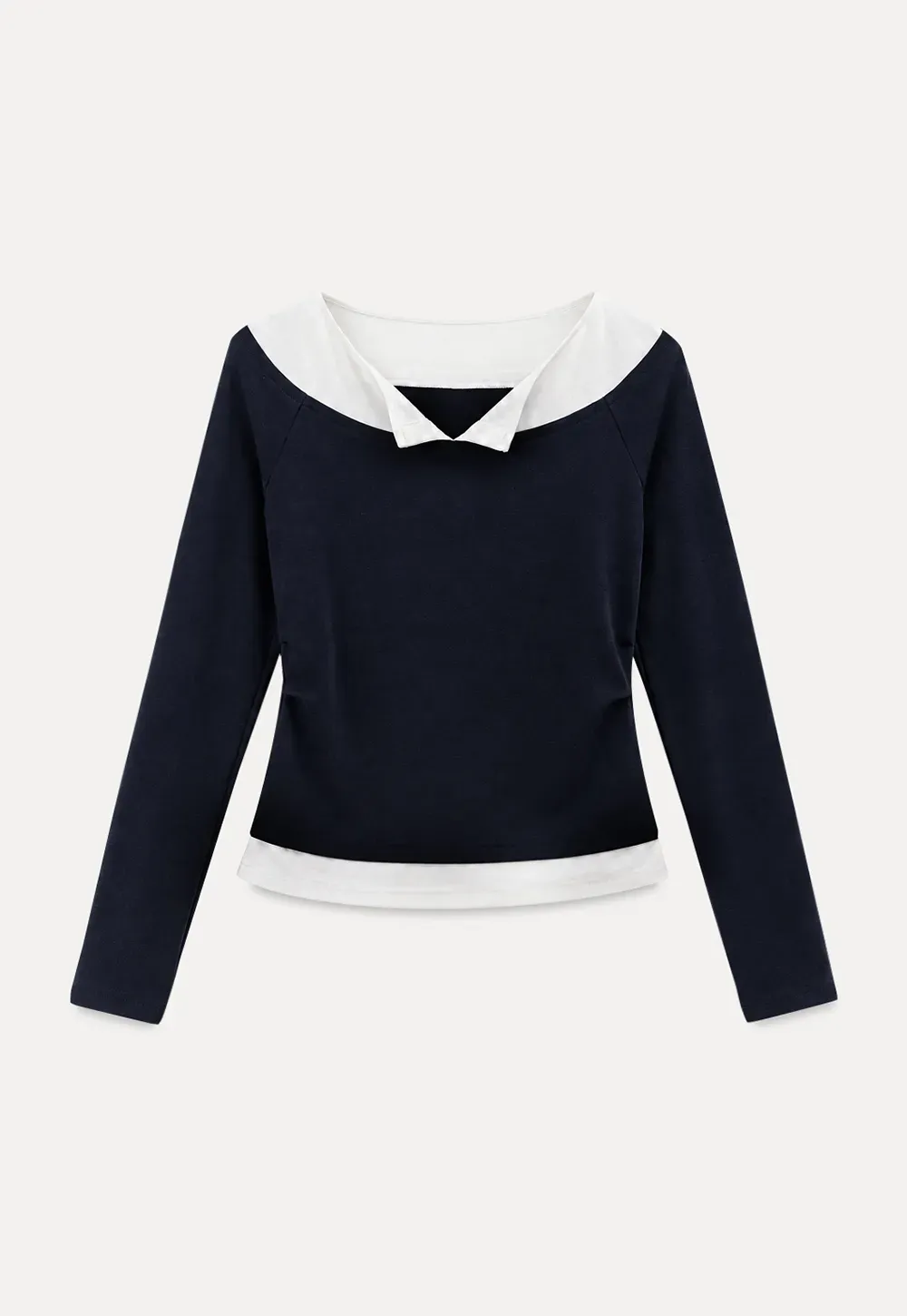 Contrast Trim Off Shoulder Long Sleeve Top