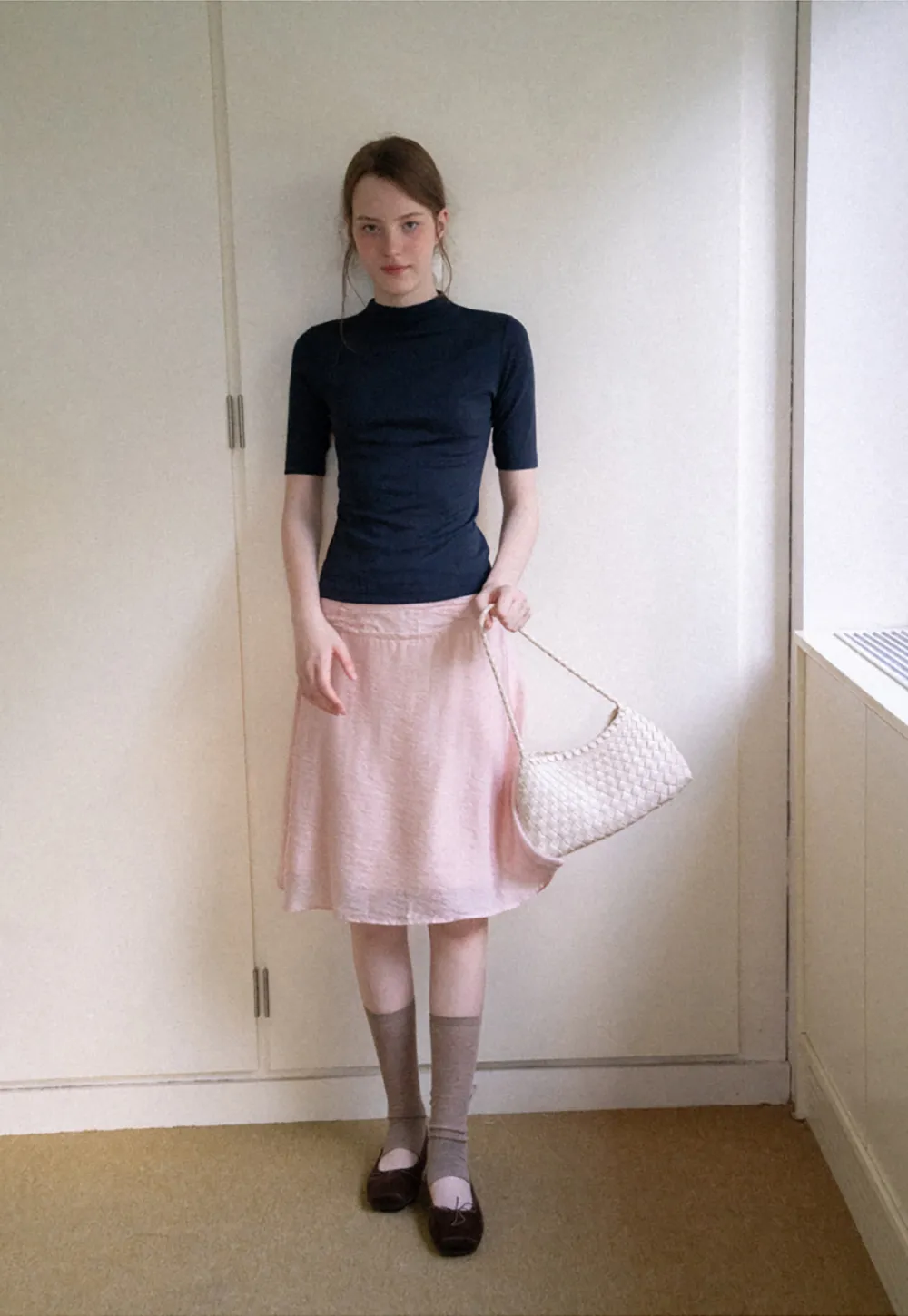 High Neck Short Sleeve Knit Top