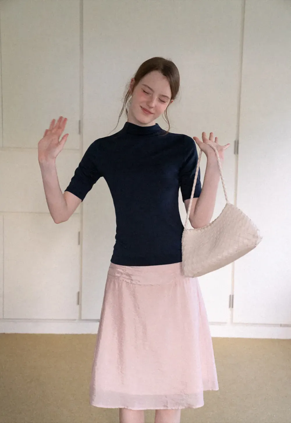 High Neck Short Sleeve Knit Top