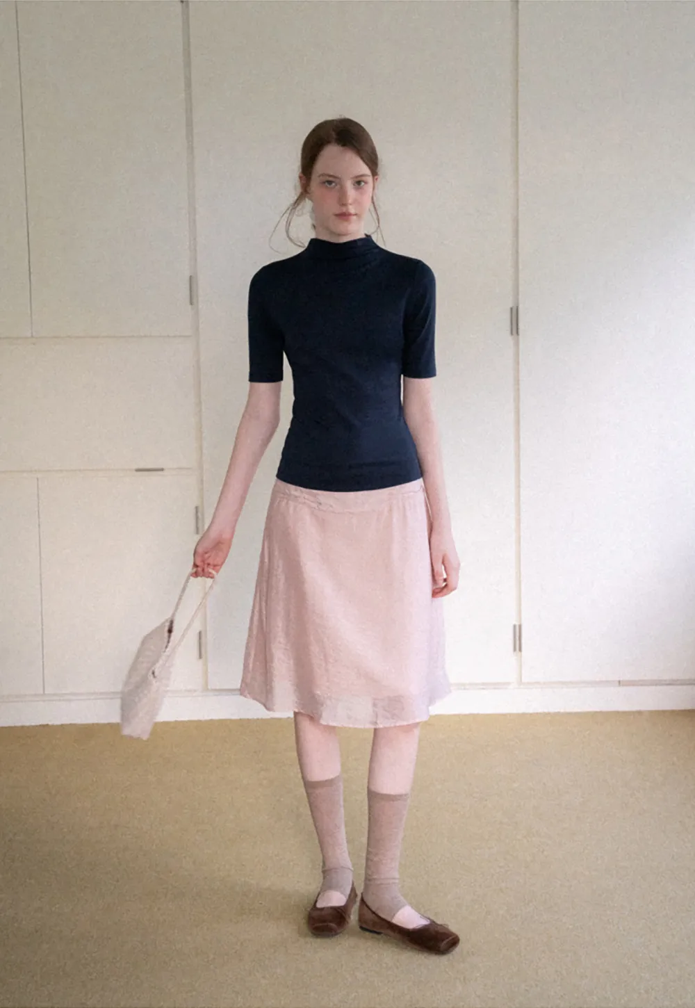 High Neck Short Sleeve Knit Top
