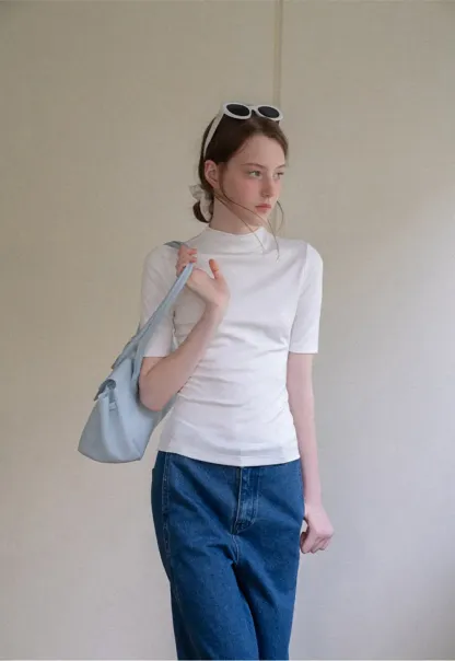 High Neck Short Sleeve Knit Top