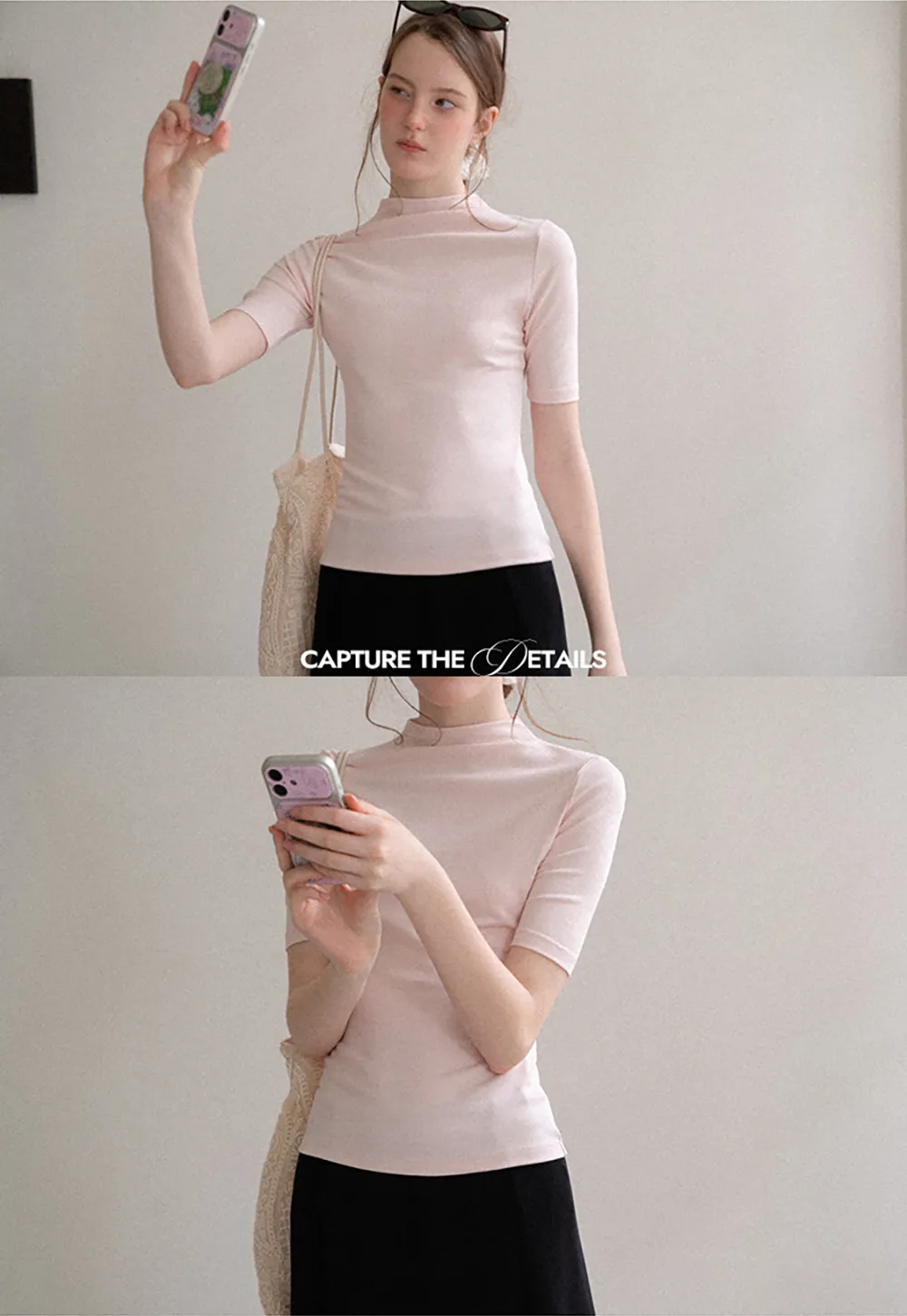 High Neck Short Sleeve Knit Top