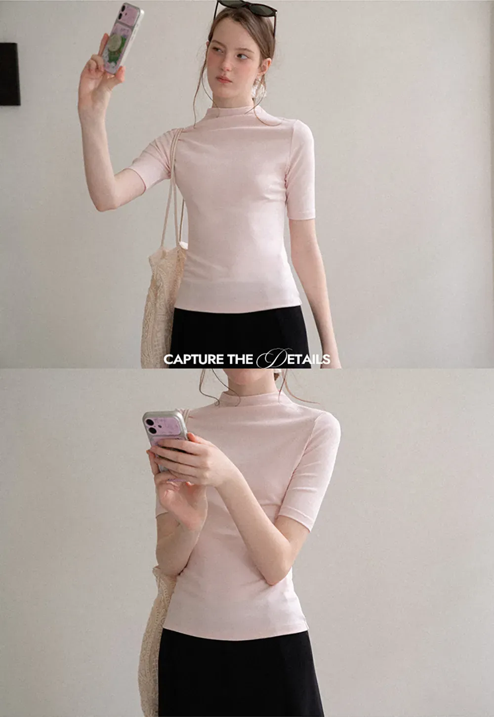 High Neck Short Sleeve Knit Top