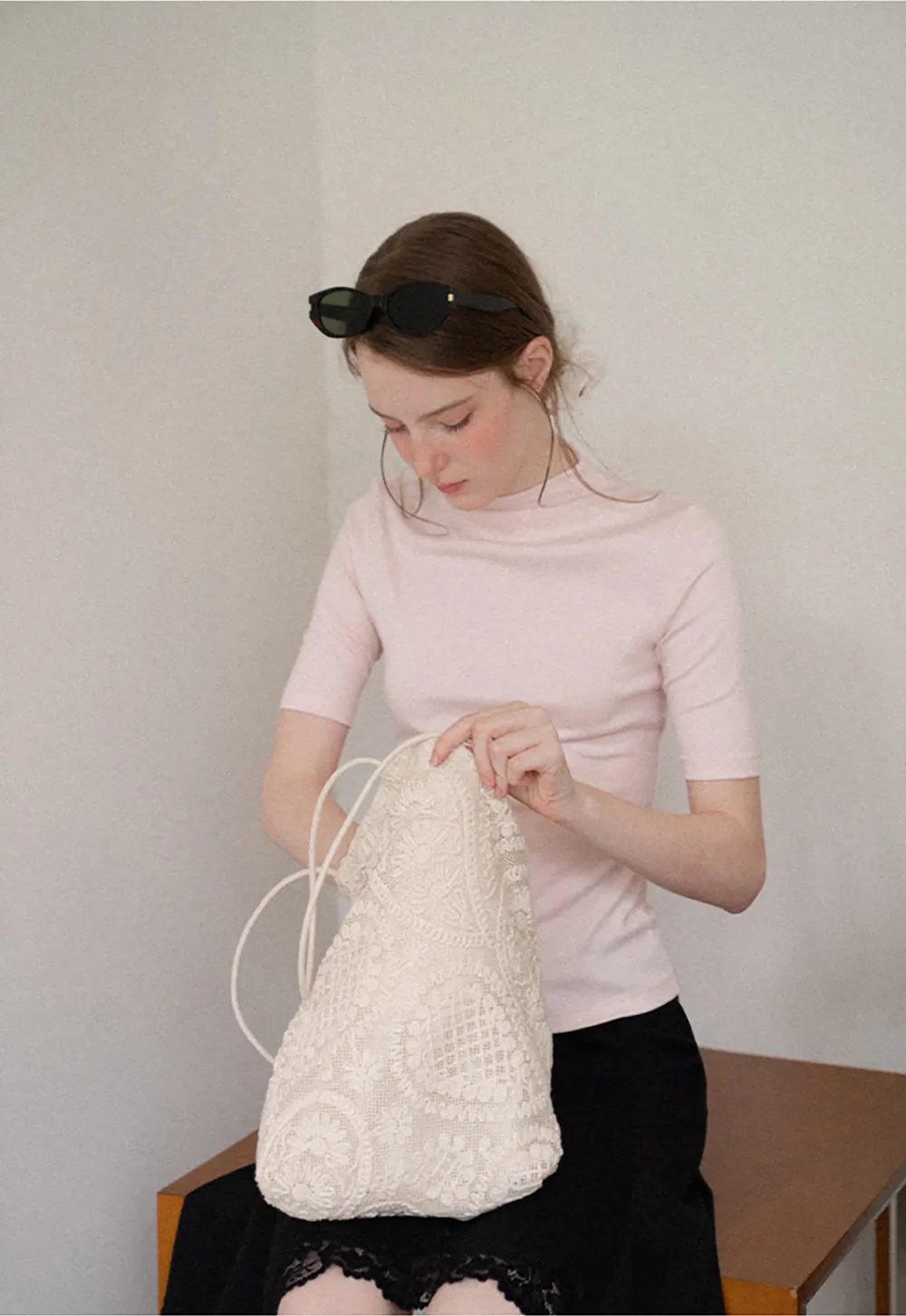 High Neck Short Sleeve Knit Top
