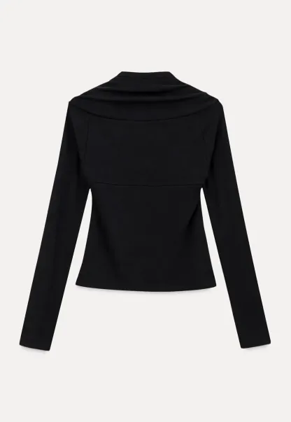 Cropped Long Sleeve Turtleneck Top