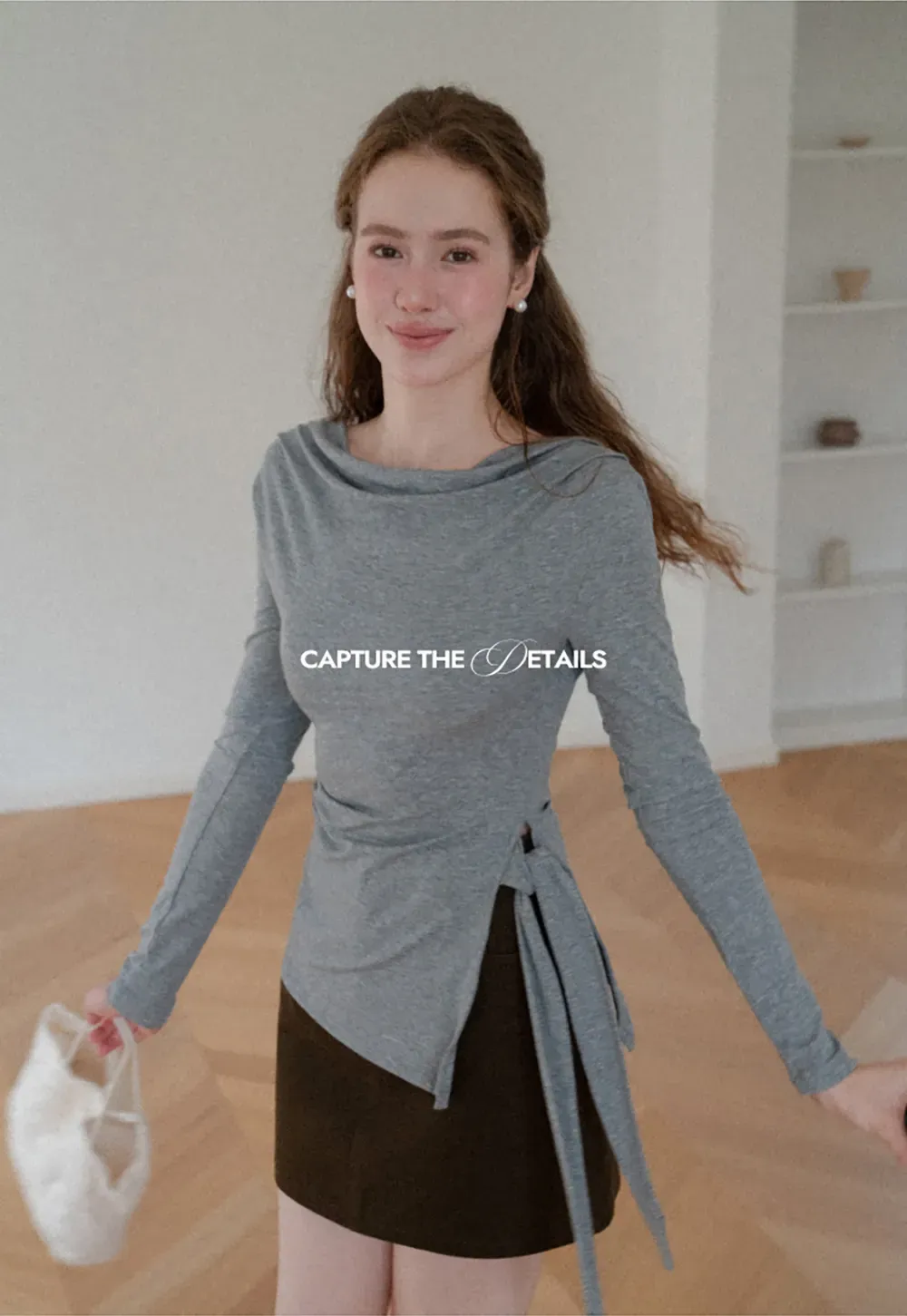 Asymmetrical Wrap Front Long Sleeve Top