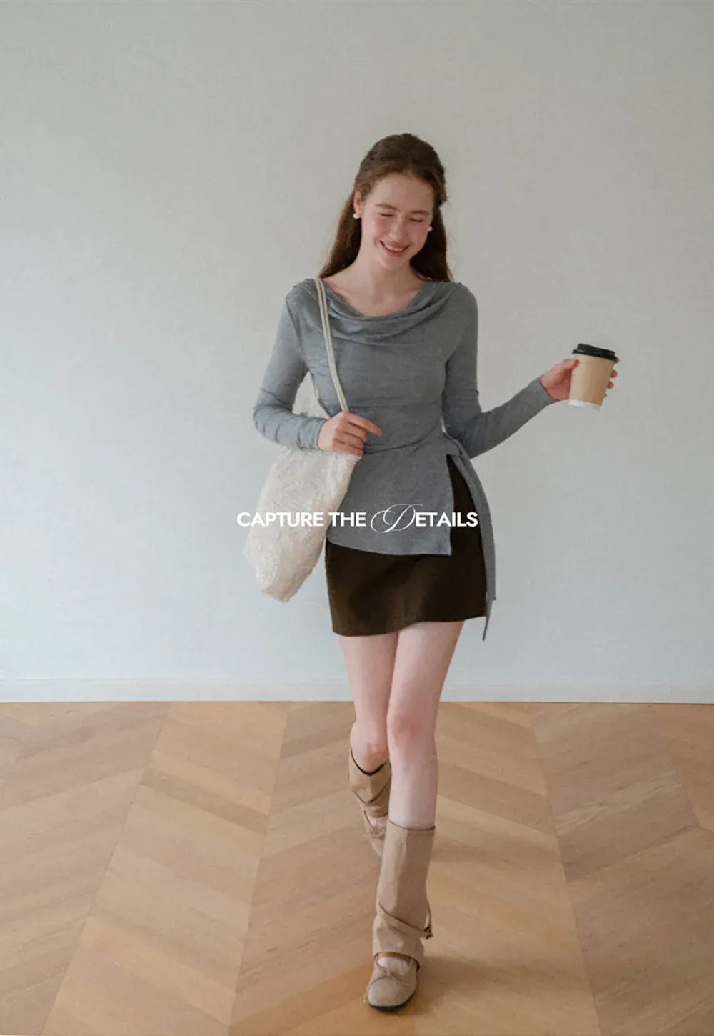 Asymmetrical Wrap Front Long Sleeve Top