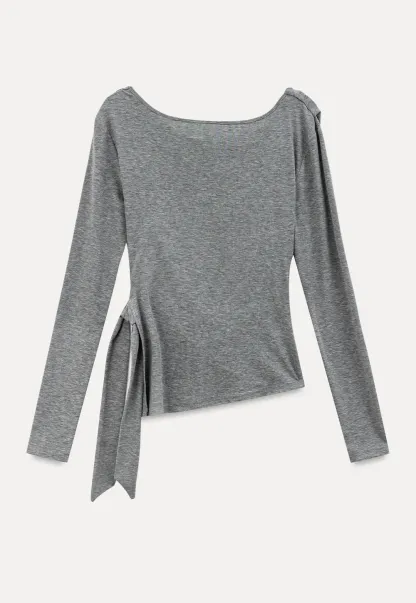 Asymmetrical Wrap Front Long Sleeve Top