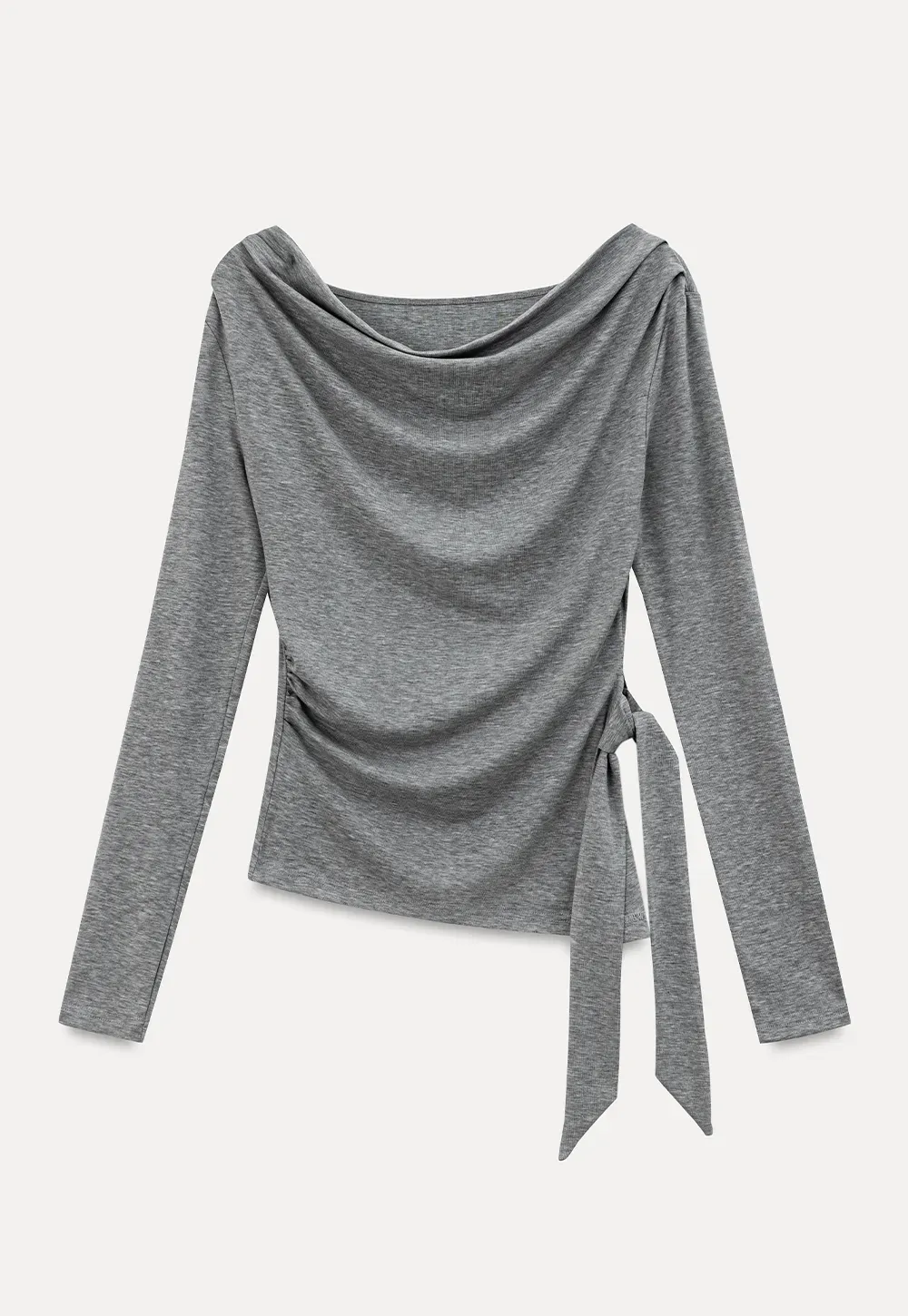 Asymmetrical Wrap Front Long Sleeve Top