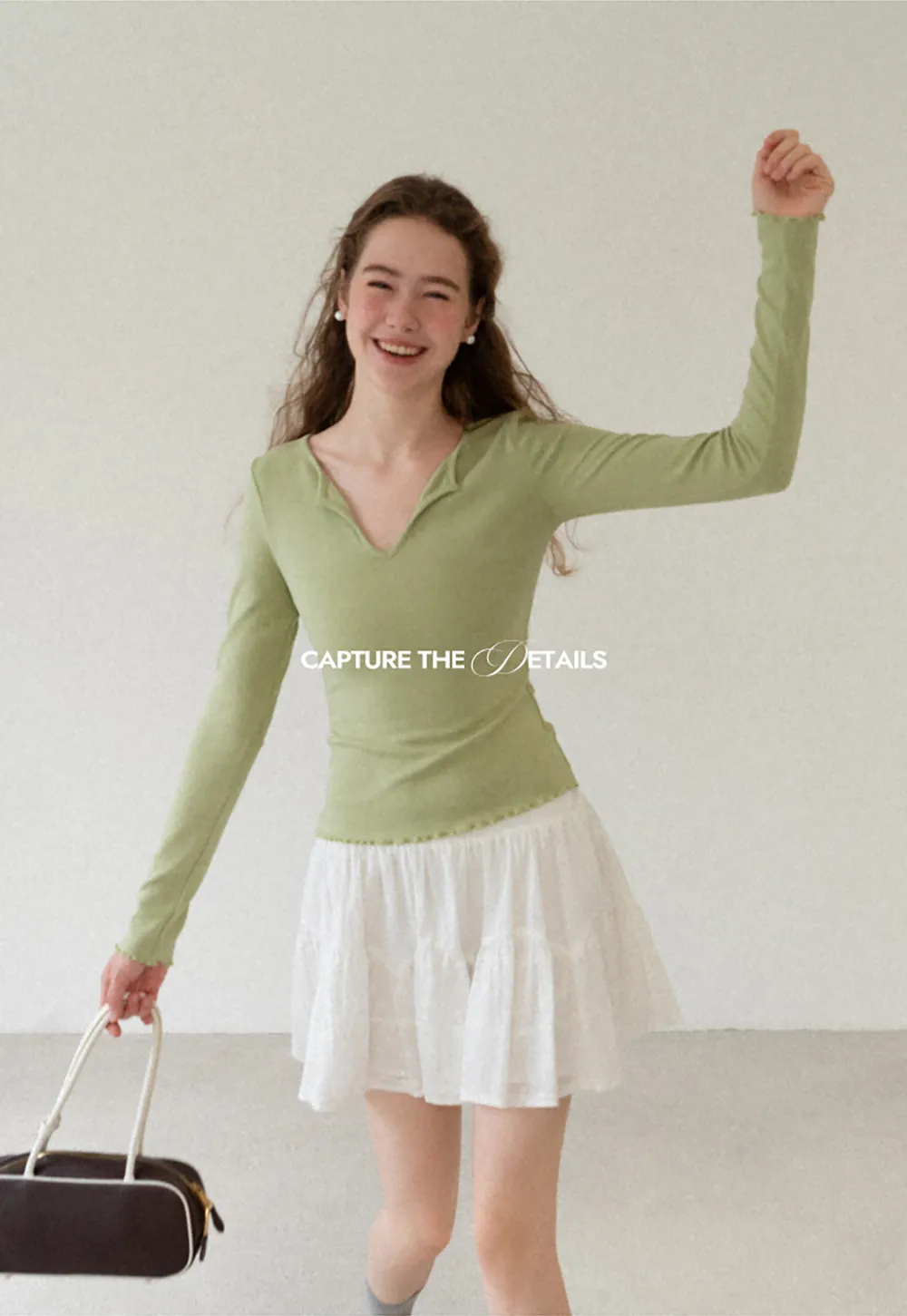 V Neck Long Sleeve Ribbed Knit Top