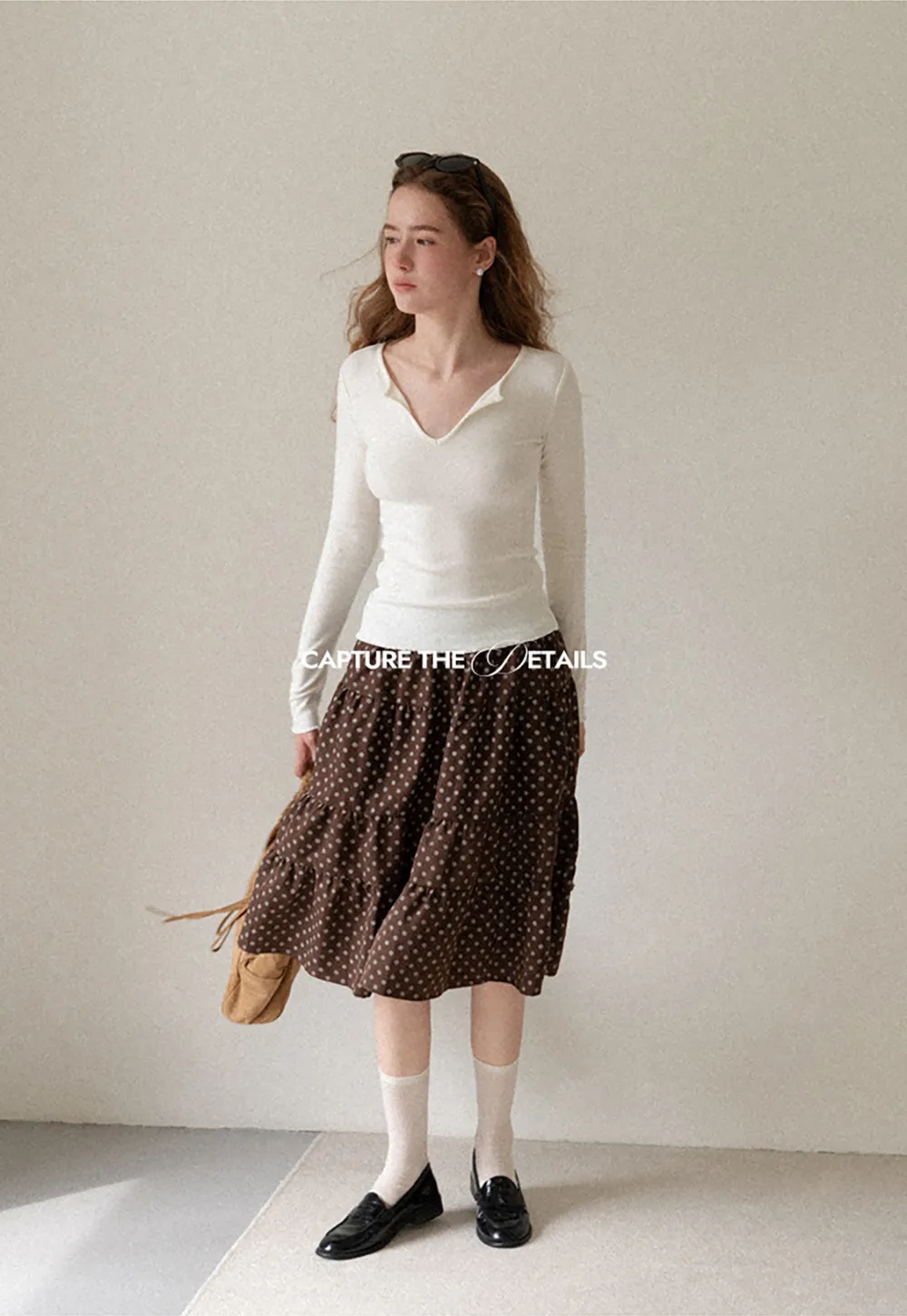 V Neck Long Sleeve Ribbed Knit Top