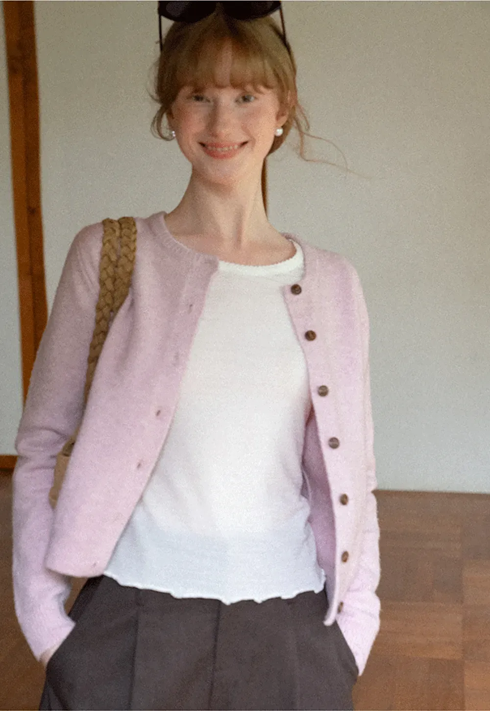 Sheer Long Sleeve Crew Neck Top