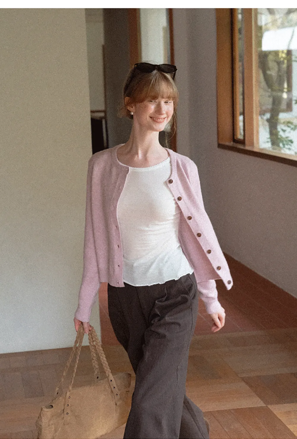 Sheer Long Sleeve Crew Neck Top