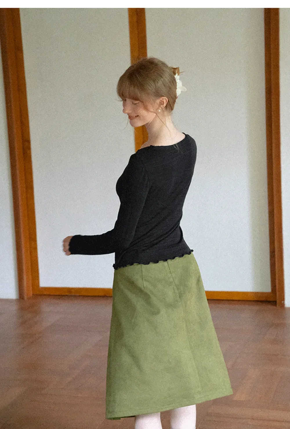 Sheer Long Sleeve Crew Neck Top