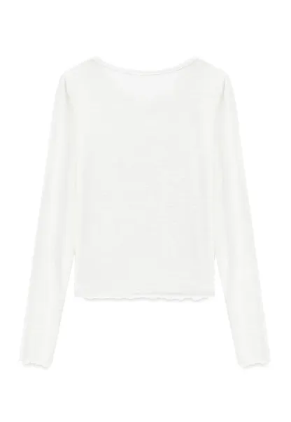 Sheer Long Sleeve Crew Neck Top