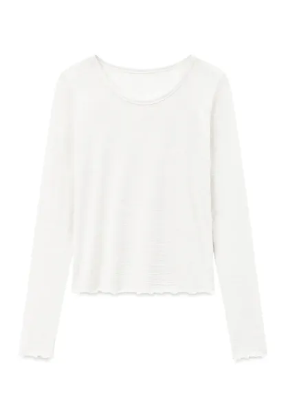 Sheer Long Sleeve Crew Neck Top