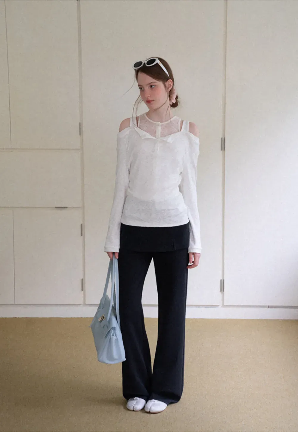 Cold Shoulder Lace Trim Layered Top Tshirt