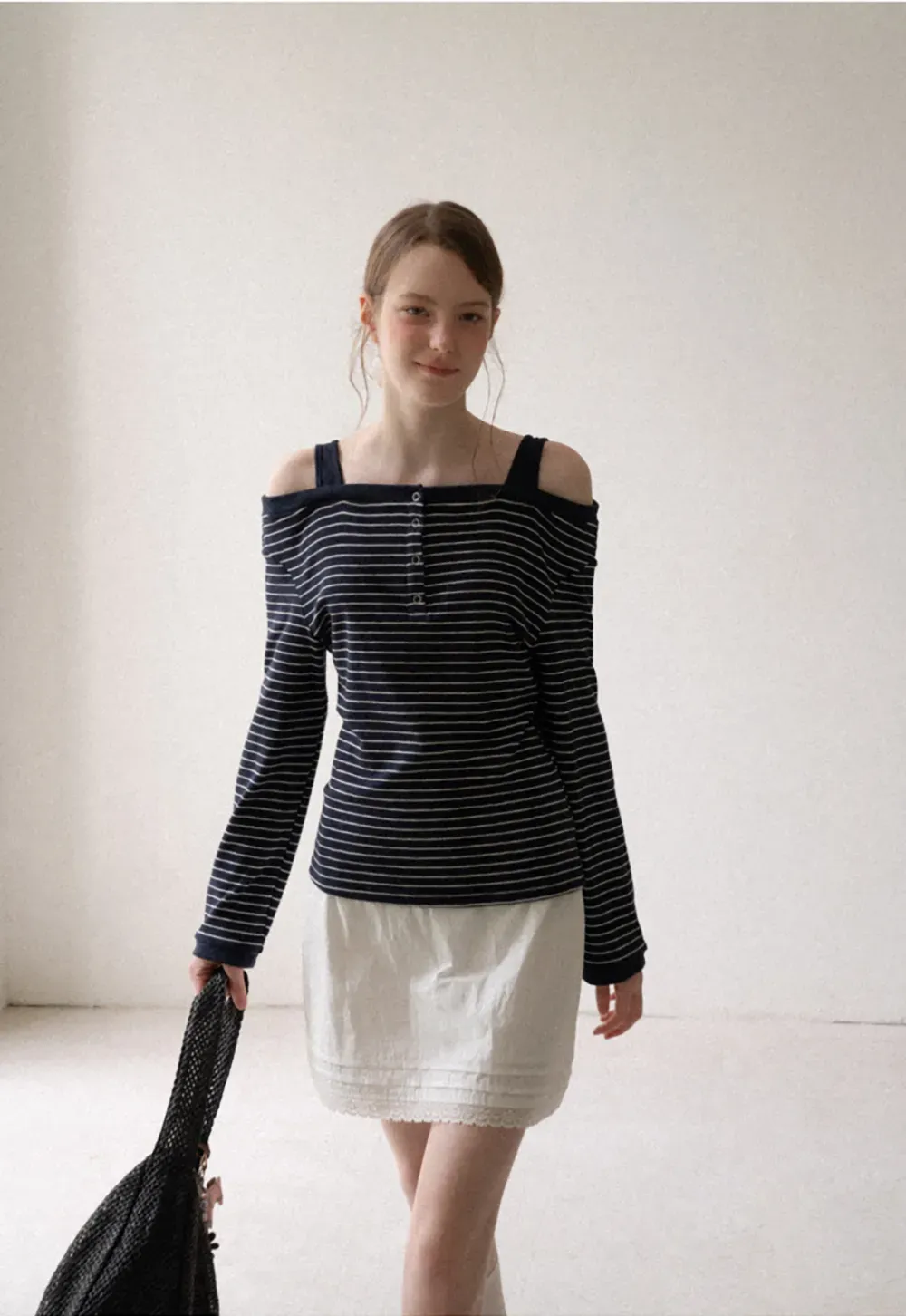 Cold Shoulder Lace Trim Layered Top Tshirt