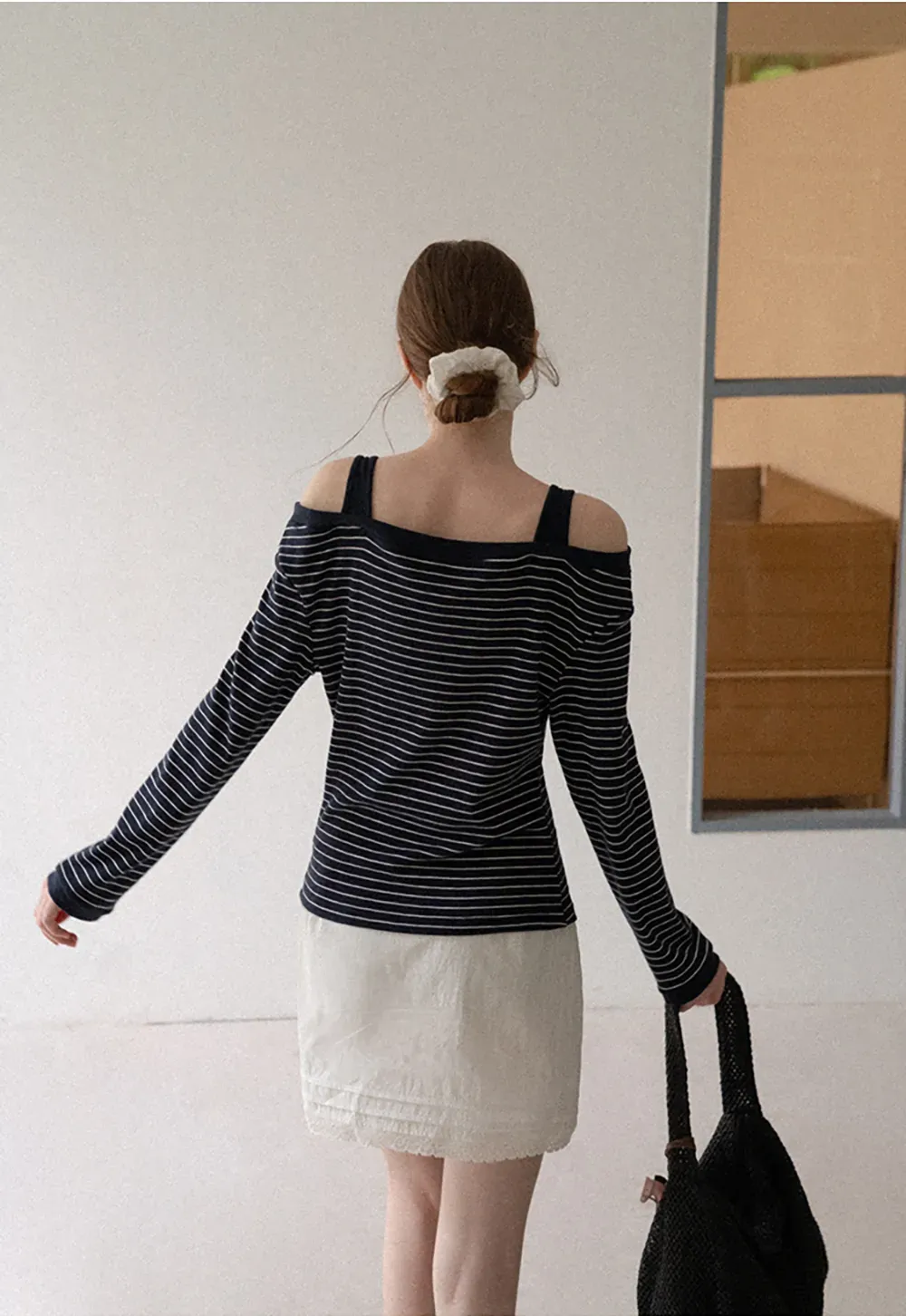 Cold Shoulder Lace Trim Layered Top Tshirt