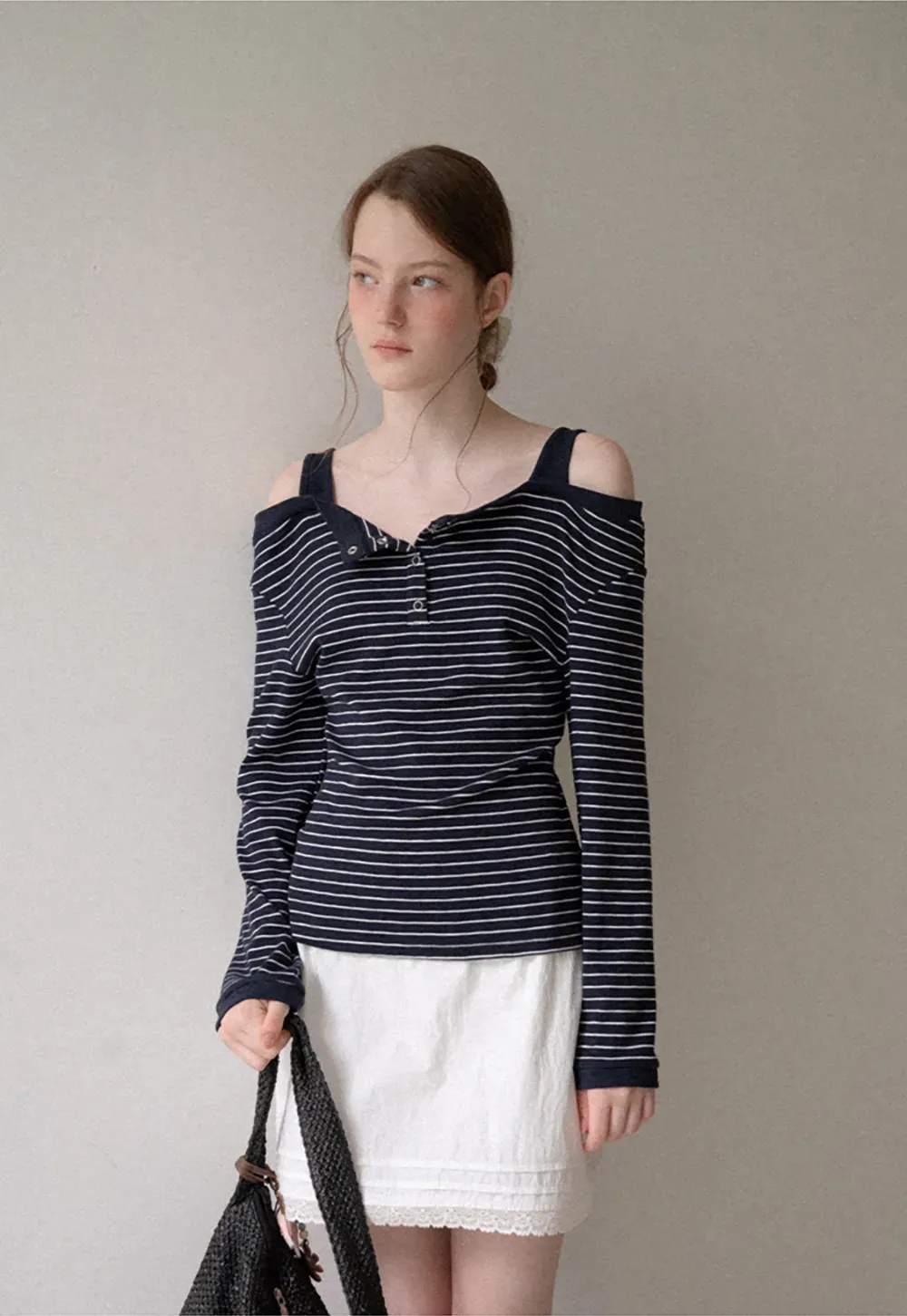 Cold Shoulder Lace Trim Layered Top Tshirt