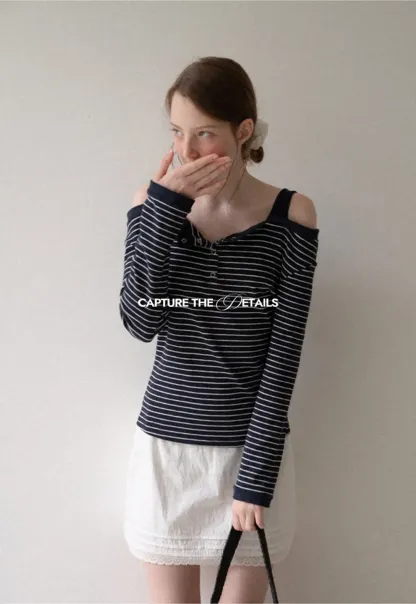 Cold Shoulder Lace Trim Layered Top Tshirt