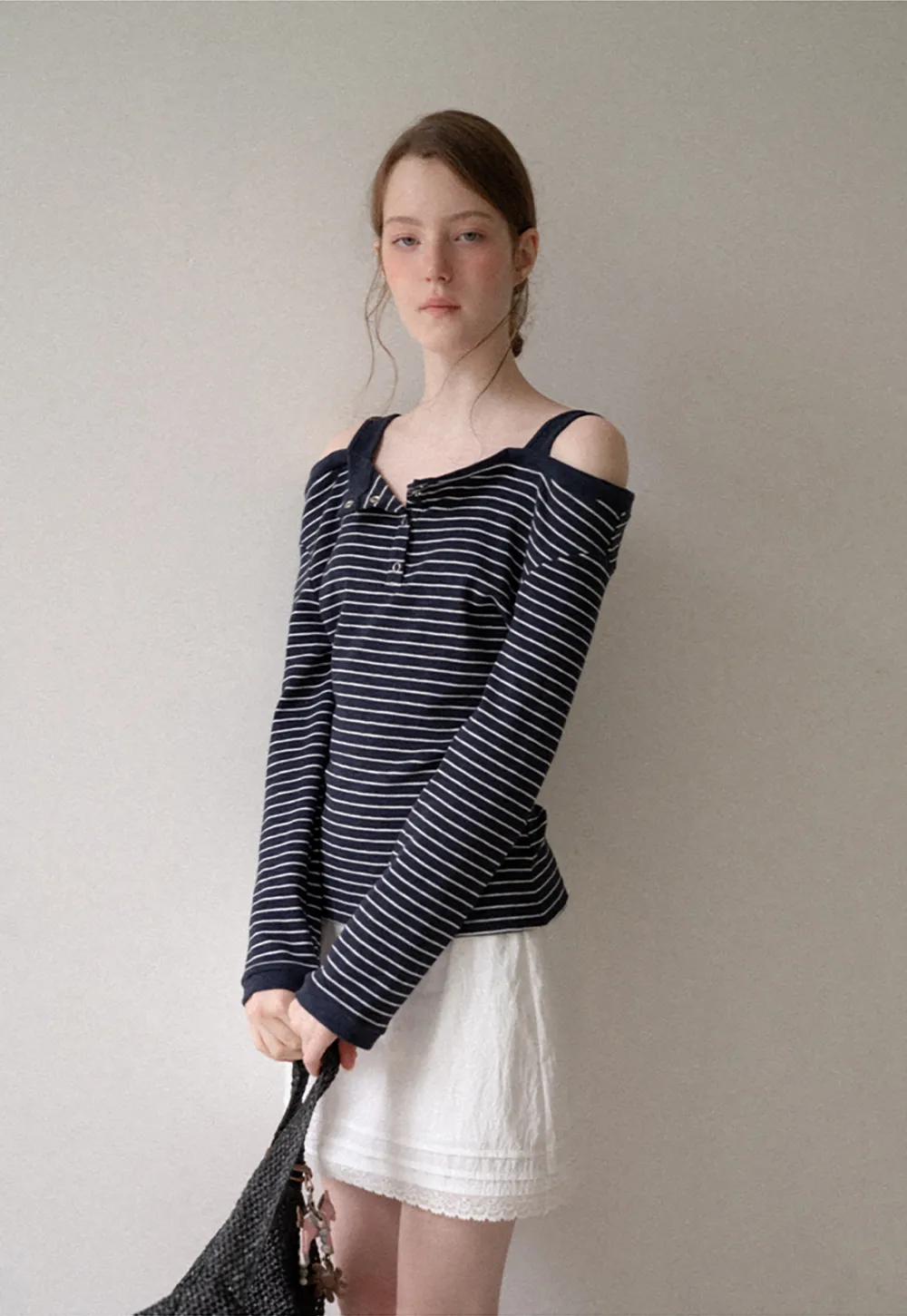 Cold Shoulder Lace Trim Layered Top Tshirt