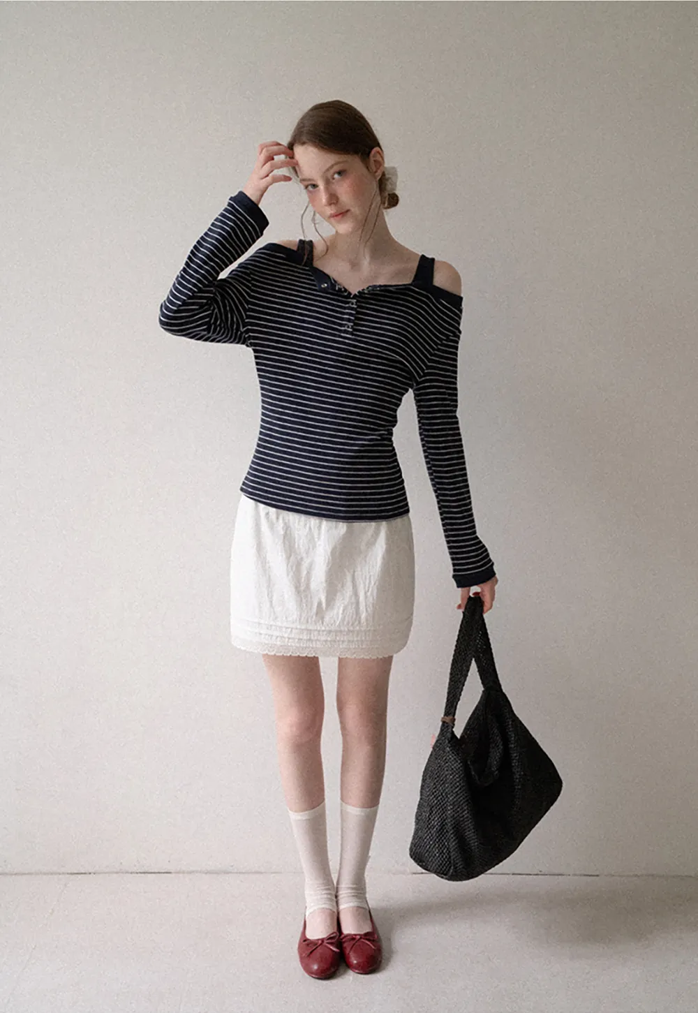 Cold Shoulder Lace Trim Layered Top Tshirt