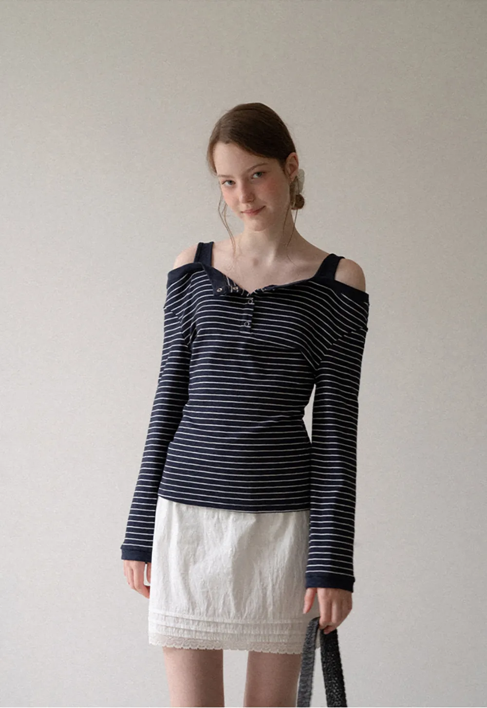 Cold Shoulder Lace Trim Layered Top Tshirt