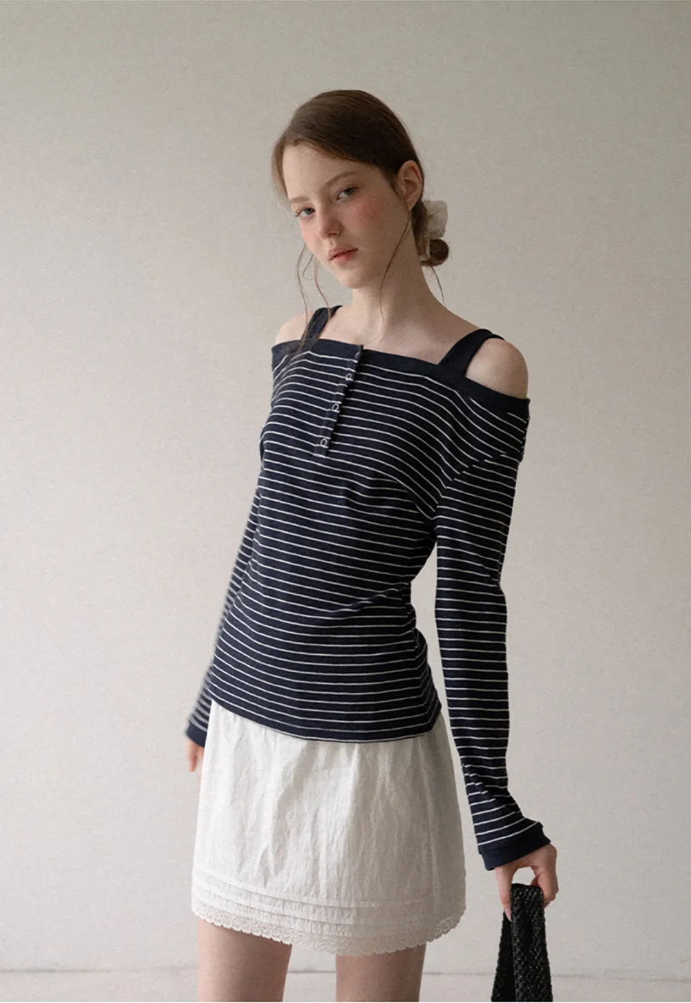 Cold Shoulder Lace Trim Layered Top Tshirt