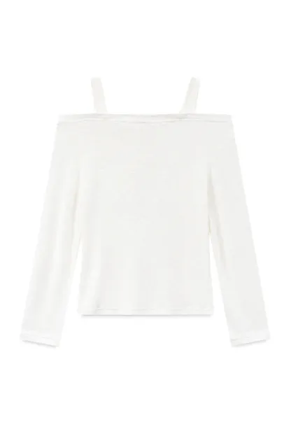 Cold Shoulder Lace Trim Layered Top Tshirt