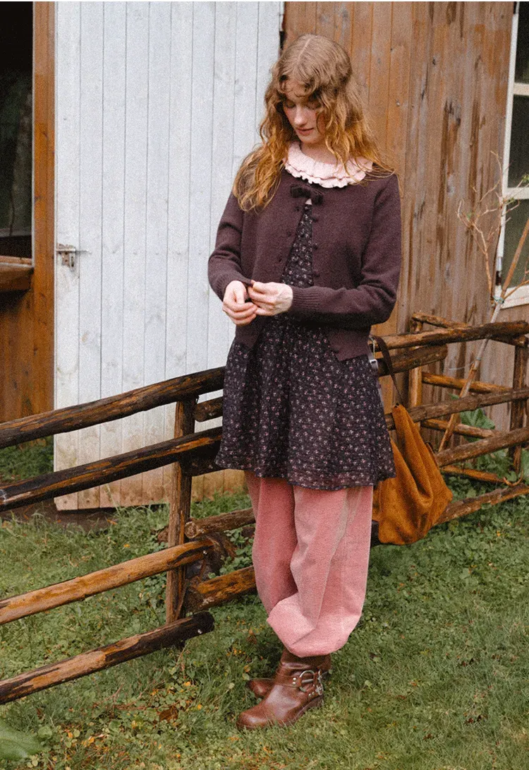 Ruffled Collar Long Sleeve Knit Top