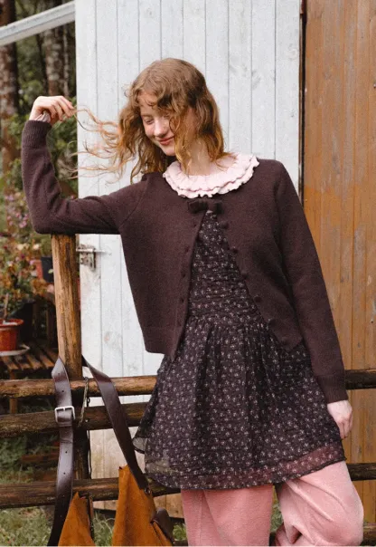 Ruffled Collar Long Sleeve Knit Top