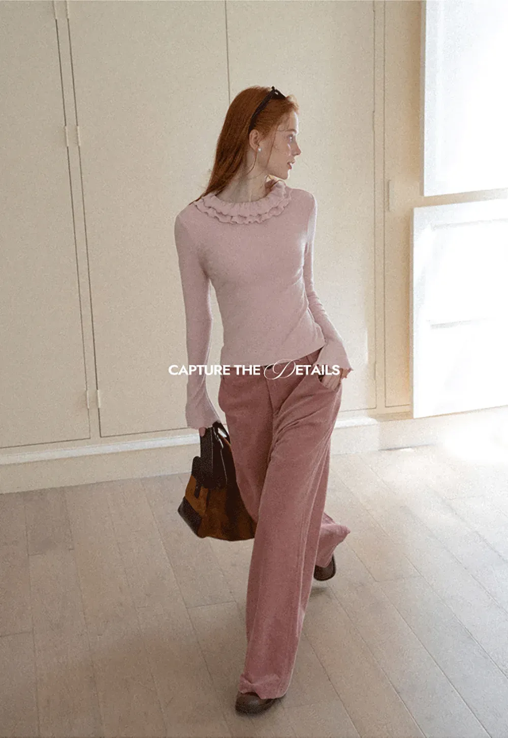 Ruffled Collar Long Sleeve Knit Top