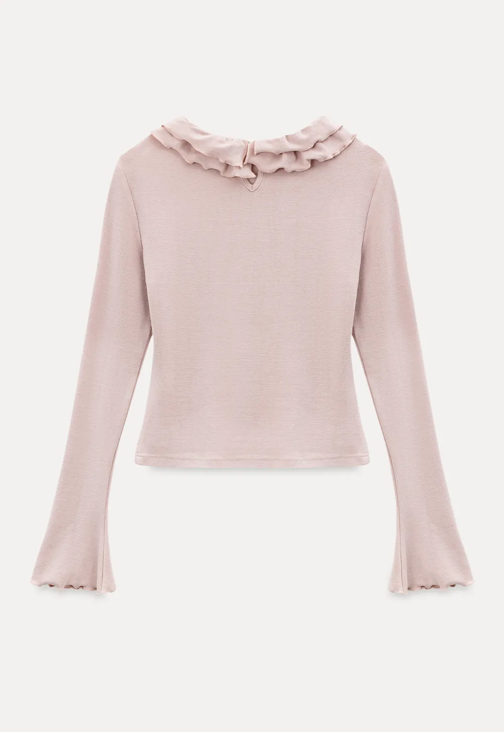 Ruffled Collar Long Sleeve Knit Top