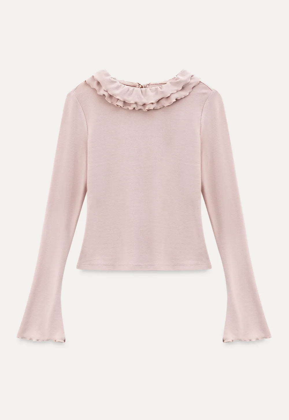 Ruffled Collar Long Sleeve Knit Top