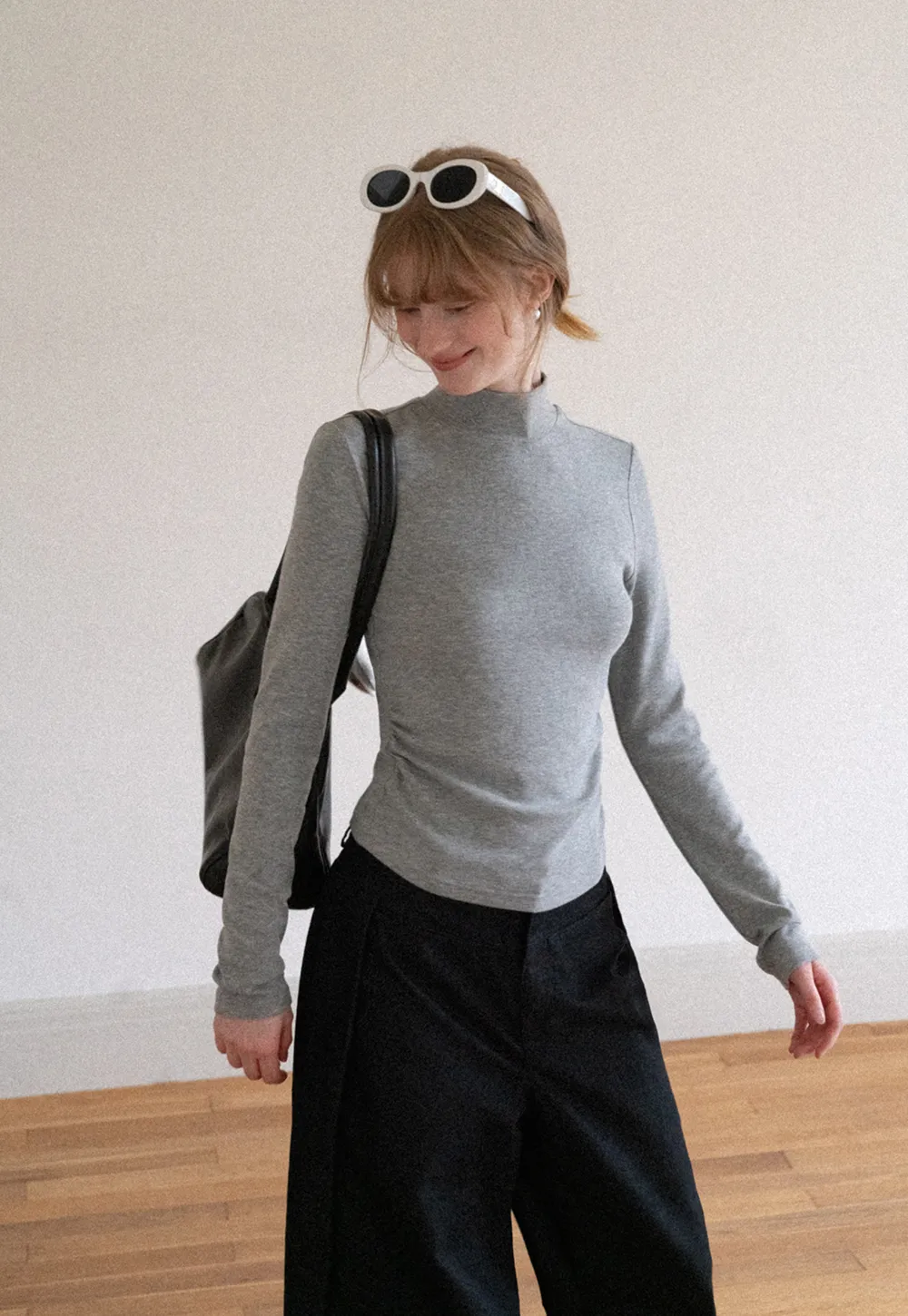 High Neck Long Sleeve Fitted Knit Top