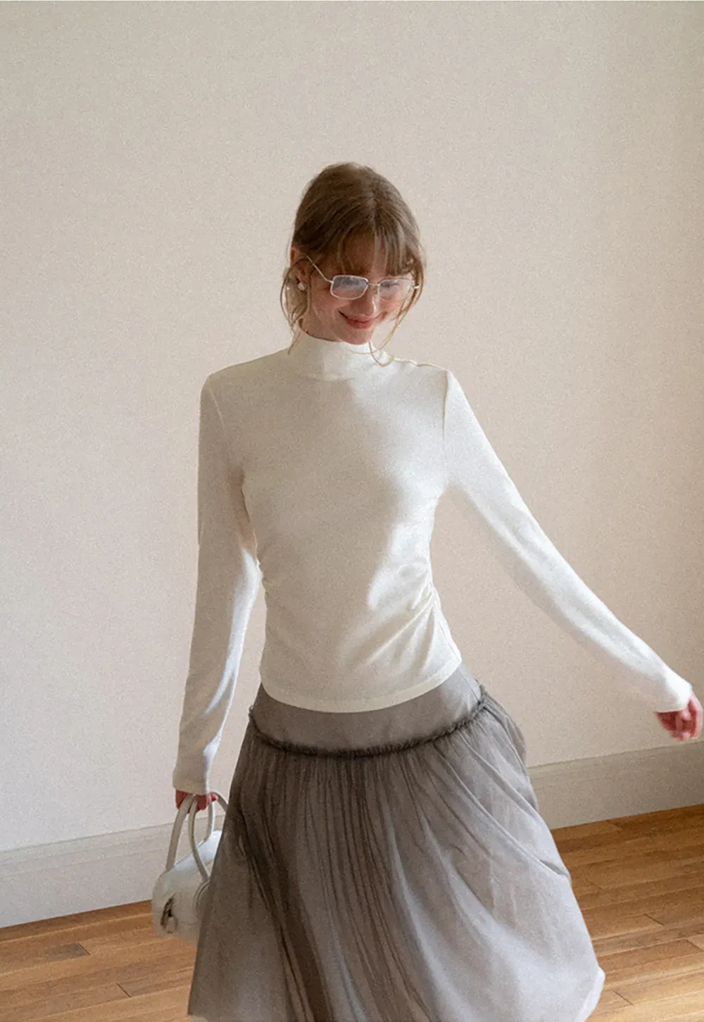 High Neck Long Sleeve Fitted Knit Top