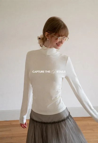 High Neck Long Sleeve Fitted Knit Top