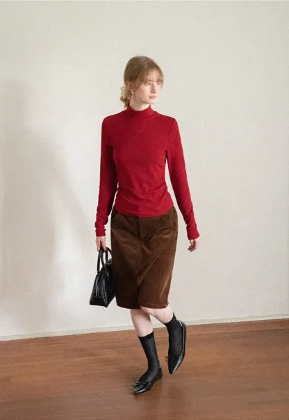High Neck Long Sleeve Fitted Knit Top