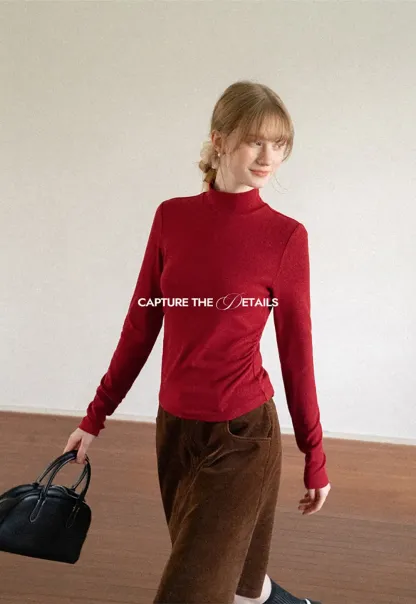 High Neck Long Sleeve Fitted Knit Top