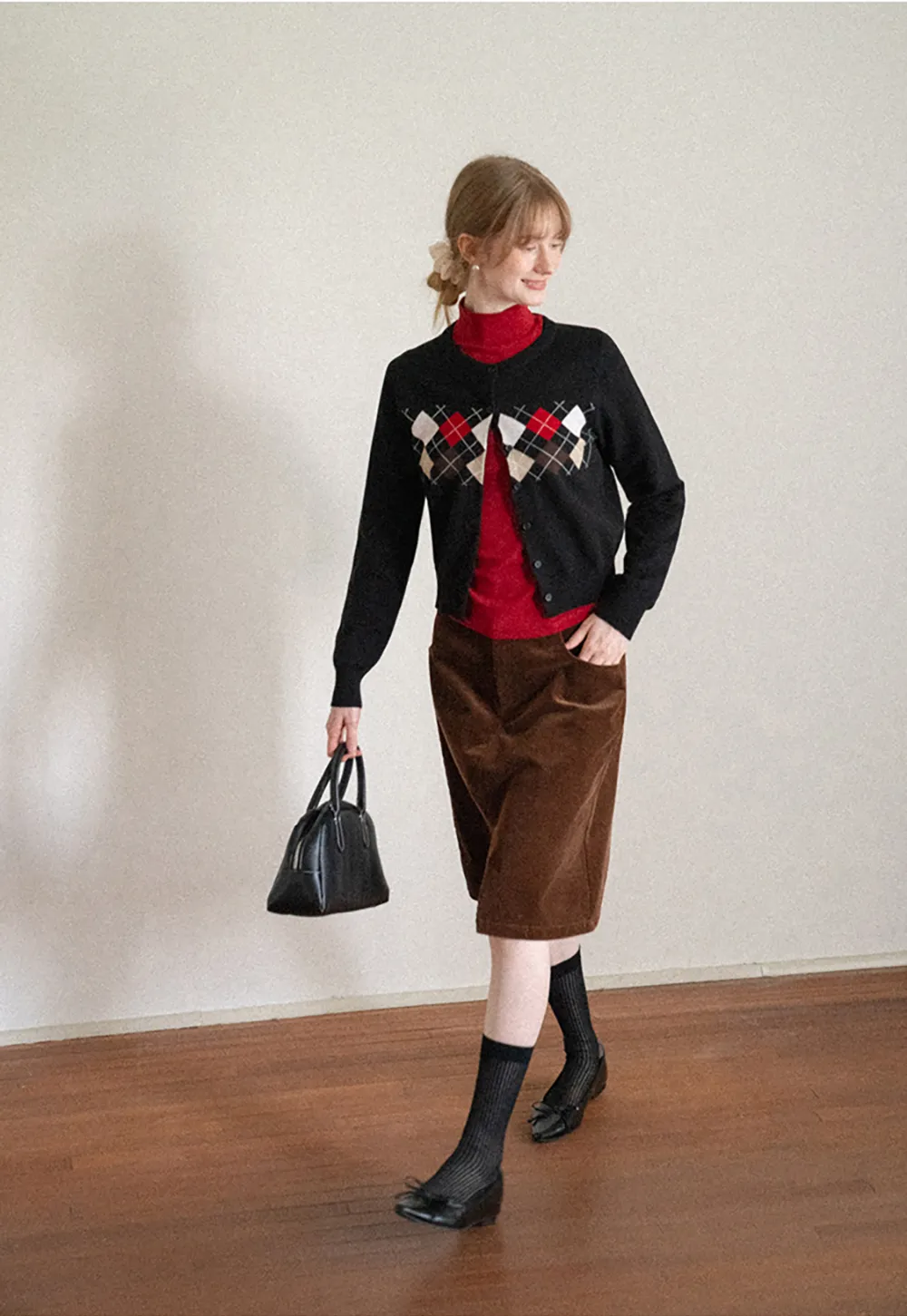 High Neck Long Sleeve Fitted Knit Top