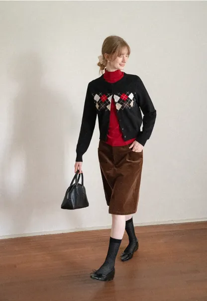 High Neck Long Sleeve Fitted Knit Top