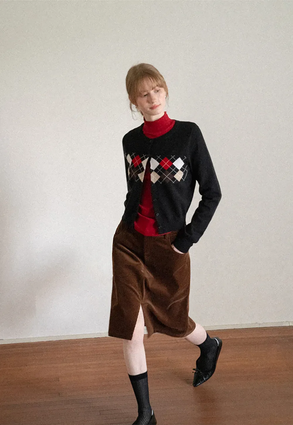 High Neck Long Sleeve Fitted Knit Top