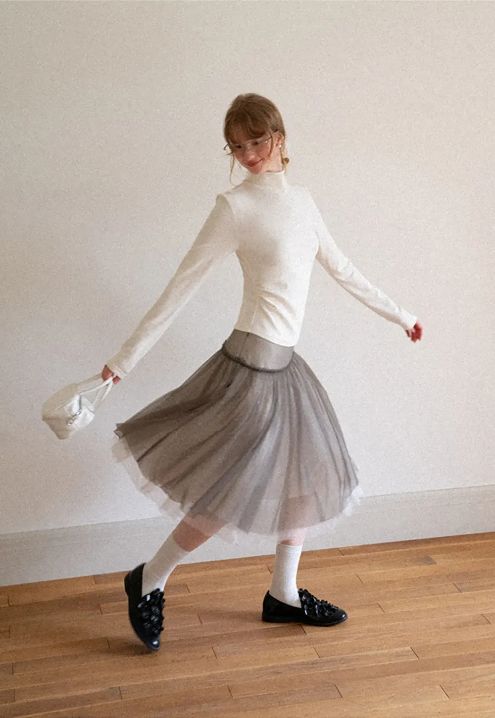 High Neck Long Sleeve Fitted Knit Top