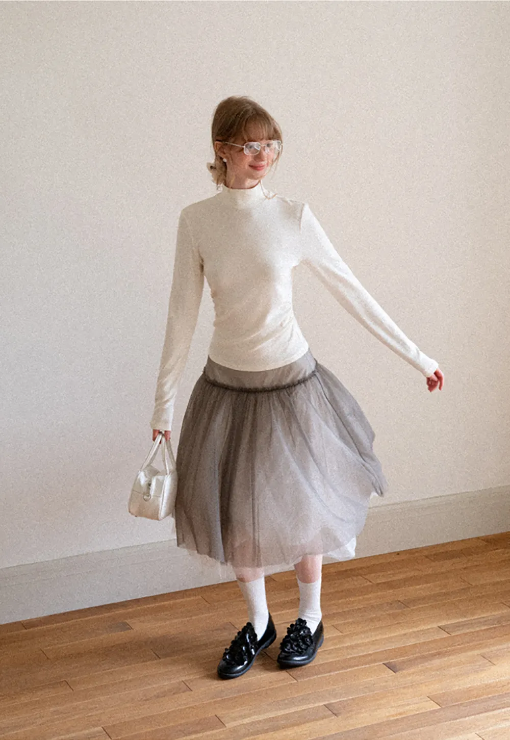 High Neck Long Sleeve Fitted Knit Top