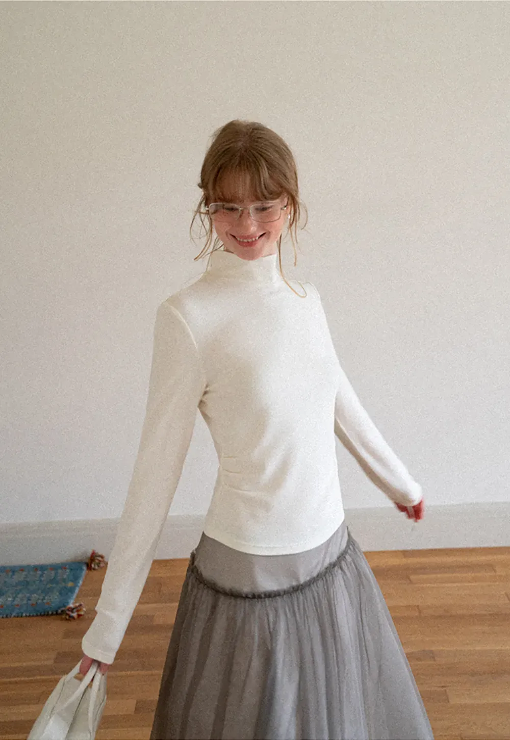 High Neck Long Sleeve Fitted Knit Top