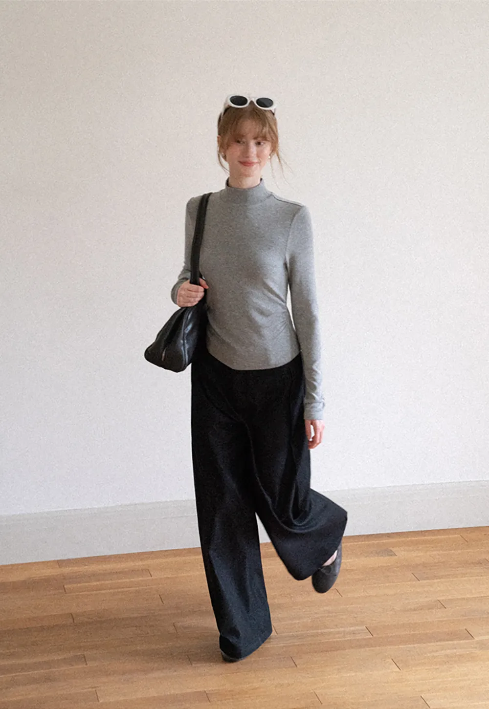 High Neck Long Sleeve Fitted Knit Top